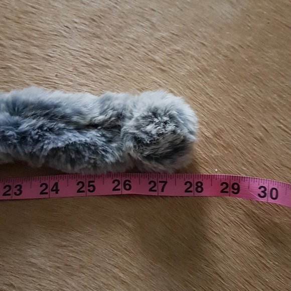 Vintage Rabbit Fur Skinny Scarf, Grey Rabbit Fur Scarf, Vintage Rabbit Fur Scarf - Picture 4 of 4